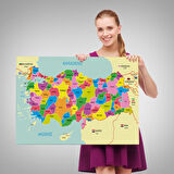 Harita Sepeti Türkiye Haritası Kanvas Tablo Sınır Komşulu Eğitici Dekoratif Tablo 3085