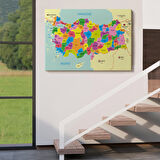 Harita Sepeti Türkiye Haritası Kanvas Tablo Sınır Komşulu Eğitici Dekoratif Tablo 3085