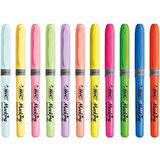 Bic Highlighter Grip 12 Renk Fosforlu Kalem Set Pastel + Canlı Renkler