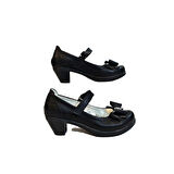 Fiyra 9051 Siyah Kurdaleli Cırtlı Bantlı Kız Çocuk Topuklu Ayakkabı