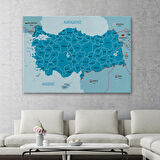 Harita Sepeti Türkiye Haritası Kanvas Tablo Sınır Komşulu Eğitici Dekoratif Tablo 3087