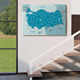 Harita Sepeti Türkiye Haritası Kanvas Tablo Sınır Komşulu Eğitici Dekoratif Tablo 3087