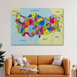 Harita Sepeti Türkiye Haritası Kanvas Tablo Sınır Komşulu Eğitici Dekoratif Tablo 3089
