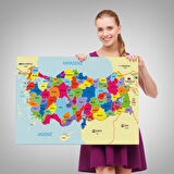 Harita Sepeti Türkiye Haritası Kanvas Tablo Sınır Komşulu Eğitici Dekoratif Tablo 3089