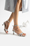 Gümüş Topuklu Sandalet (6cm)