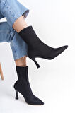 Siyah Kadın Topuklu Streç Bot