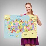 Harita Sepeti Türkiye Haritası Kanvas Tablo Sınır Komşulu Eğitici Dekoratif Tablo 3095