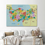 Harita Sepeti Türkiye Haritası Kanvas Tablo Sınır Komşulu Eğitici Dekoratif Tablo 3096