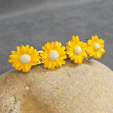 Uretti - Hülya 6683 7338 El Yapımı Polimer Kil Sarı Papatya Çiçeği Tasarımlı Saç Tokası / 8 Cm