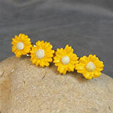 Uretti - Hülya 6683 7338 El Yapımı Polimer Kil Sarı Papatya Çiçeği Tasarımlı Saç Tokası / 8 Cm