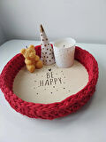 "BE HAPPY" SEVGİLİLER GÜNÜ DEKORATİF TEPSİ