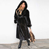 Barbora Kışlık Kürk Kadın Ceket Tam Boy bt296siyah11