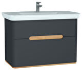 VitrA Sento 60838 Lavabo Dolabı, Çift Çekmeceli, 100 cm, Mat Antrasit