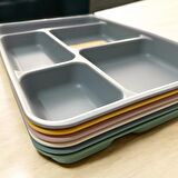 6 Adet Tabldot 5 Bölmeli Lüks Plastik Piknik Yemek Servis Tabağı, 6 Renk Tablot 21x31x3,3(h) cm