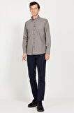 Slim Fit Dar Kesim Düğmeli Yaka Flanel Oduncu Gömlek