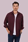 Bordo Düz Oversize Oduncu Erkek Gömlek