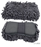 Premium Mikrofiber Araba Yıkama Süngeri – Bir Yüzü Makarna, Diğer Yüzü Mop Bezi Gri 1 Adet