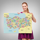 Harita Sepeti Türkiye Haritası Kanvas Tablo Sınır Komşulu Eğitici Dekoratif Tablo 3100