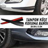 Üniversal Her Araca Uyumlu Esnek Tampon Köşesi Koruma Bandı Tampon Köşe Koruyucu Şerit Yumuşak Bant 2 Parça Siyah 28 cm