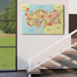 Harita Sepeti Türkiye Haritası Kanvas Tablo Sınır Komşulu Eğitici Dekoratif Tablo 3101