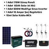 170 Watt Güneş Paneli Tv Aydınlatma Paketi Solar Paket