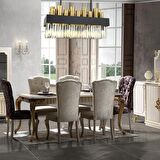 Torre Sıralı Eskitme  Kristalli, Taşlı Modern Tasarım Yemek Masası Üstü, Kristal Salon Avize