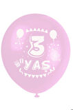 3 Yaş Balonu Baskılı Balon 5 Adet