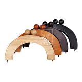 Oval Ahşap Çanta Bursu Mıknatıslı 20CM - Siyah