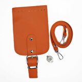 Tokalı Kapaklı Telefon Çanta Seti Turuncu - Gümüş