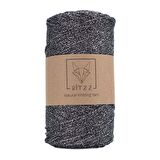 Makrome Sim Cord 2 MM Siyah Gümüş Simli