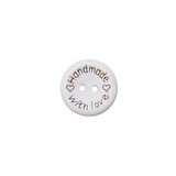 Renkli Handmade Yazılı Ahşap Düğme 20 MM (10 Adet)