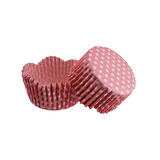 Cupcake Kalıbı Pet Kapsül Dalgalı Kek Kalıbı 65X38 MM (100 Adet)  Puantiyeli Pembe