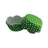 Cupcake Kalıbı Pet Kapsül Dalgalı Kek Kalıbı 65X38 MM (100 Adet)  Puantiyeli  Yeşil