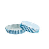 Cupcake Kalıbı Pet Kapsül Oval Model Kek Kalıbı (100 Adet) F11  Fiyonklu Mavi