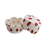 Cupcake Kalıbı Pet Kapsül Dalgalı Kek Kalıbı 65X38 MM (100 Adet)  Çilek Desenli