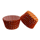 Cupcake Kalıbı Pet Kapsül Kek Kalıbı 48X34 MM (100 Adet)  Puantiyeli Turuncu