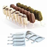 Magnum Şekilli Silikon Dondurma Tatlı Meybuz Kalıbı 8&apos;li