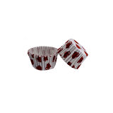 Kek Kalıbı Pet Kapsül 52X45 MM Kağıt Cupcake Kağıdı (100 Adet)  Bordo Kalp Desen