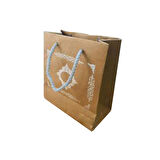 Karton İpsaplı Hediye Çantası Saray Desenli Gümüş 15X17X8 10 Adet  Kraft