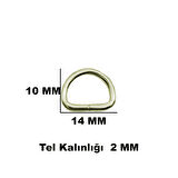 Anahtarlık Montaj Halkası D Çanta Bağlantı Halkası 14x10 MM (100 Adet)  Gold