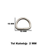 Anahtarlık Montaj Halkası D Çanta Bağlantı Halkası 19x15 MM (1000 Adet)  Gümüş