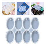 Epoksi Çoklu Silikon Kalıp Anahtarlık Oval Delikli Kolye Küpe Kalıbı 5X3 CM 8 Li