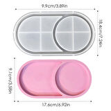 Epoksi Silikon Kalıp Oval Mini Tepsi Yuvarlak Bölmeli 18.4X9.9 CM