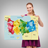 Harita Sepeti Türkiye Haritası Kanvas Tablo Sınır Komşulu Eğitici Dekoratif Tablo 3105