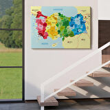 Harita Sepeti Türkiye Haritası Kanvas Tablo Sınır Komşulu Eğitici Dekoratif Tablo 3105