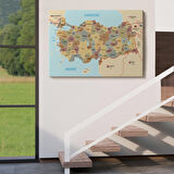 Harita Sepeti Türkiye Haritası Kanvas Tablo Sınır Komşulu Eğitici Dekoratif Tablo 3106