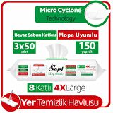 Sleepy Easy Clean Beyaz Sabun Katkılı Mopa Uyumlu Yer Temizlik Havlusu&Mendili 3x50 (150 Yaprak)