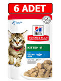 Hills balıklı yavru kedi konserve 85gr 6adet ocean fish chunks gravy kedi yaş maması pouch