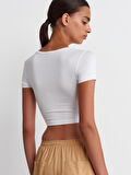 Modal Crop Top-Beyaz