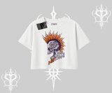 Oversize Crop Tshirt Burning Skull Rebel Street Anthem